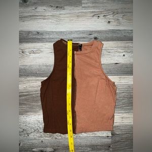 Brown and burnt orange stitched crop top